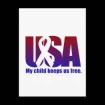 My child keeps us free. USA Blue Red postcards