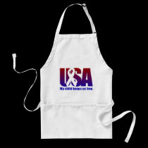 My child keeps us free. USA Red Blue Blend aprons