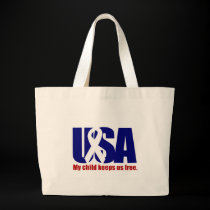 My child keeps us free. USA Red White blue bags