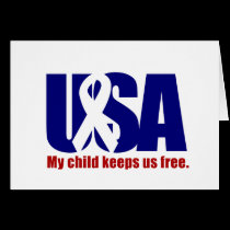 My child keeps us free. USA Red White blue cards