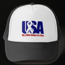 My child keeps us free. USA Red White Blue hats
