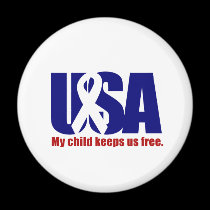 My child keeps us free. USA Red White blue magnets