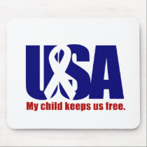 My child keeps us free. USA Red White blue mousepads