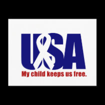 My child keeps us free. USA Red White blue postcards