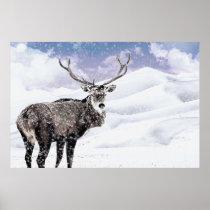 My Christmas Winter Stag! Print