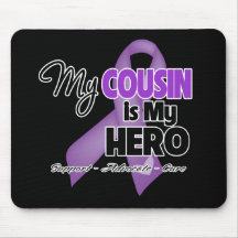 My Cousin is My Hero - Purple Ribbon Mouse Pad