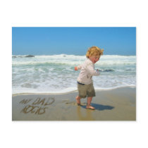 My Dad Rocks! Sand Writing Fun on the Beach postcards