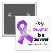 My Daughter is a Survivor Purple Ribbon Pinback Buttons