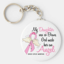 My Daughter Is An Angel 2 Breast Cancer Keychains