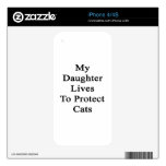 My Daughter Lives To Protect Cats iPhone 4 Decals