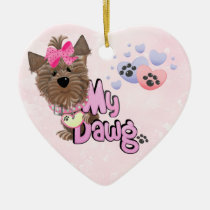 pets, dogs, puppy, yorkshire, yorkie, breeder, pink, heart, love, faith, Ornament med brugerdefineret grafisk design