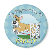 My Dog Runs Agility Naked Magnet