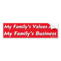 My Family Values Progressive Version bumper stickers