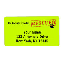 My Favorite Breed Is Rescued Custom Shipping Label