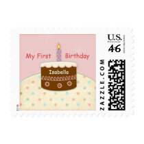 My First Birthday Personalized Name for Girl Stamps