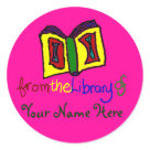 round_sticker - Bookplates are the perfect gift for future booklovers.  Add this to your baby shower gifts.  Give this out to children along with a new book. Children love stickers, explain how to put these in their books and start a love of collecting and reading early!  You can get these without names by just removing "Your Name Here" from the text area.