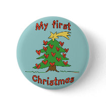My First Christmas (Happy Tree design) buttons