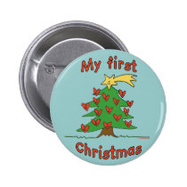 My First Christmas (Happy Tree design) buttons