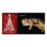 My First Christmas Modern Circle Christmas Tree Personalized Photo Card