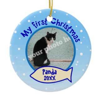 My First Christmas Personalized Photo Cat Ornament