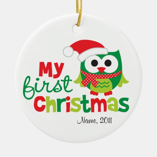 my first christmas santa owl double sided ceramic round my first christmas santa owl double sided ceramic round