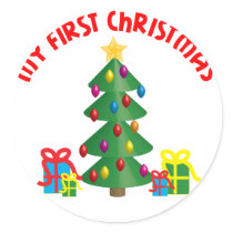 My First Christmas Round Stickers