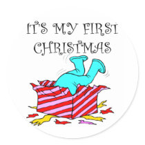 My First Christmas Round Stickers