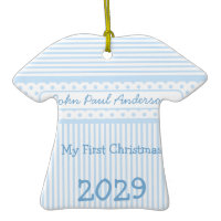 My First Christmas Stripes Tiny Tee Photo Ornament ornament