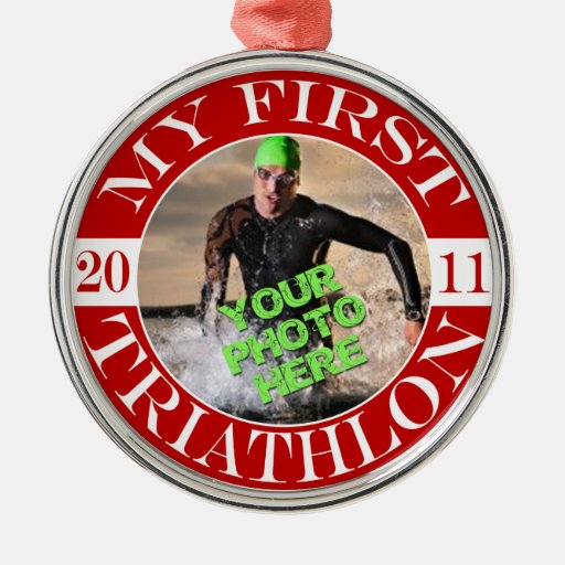 my first triathlon 2011 round metal christmas ornament my first triathlon 2011 round metal christmas ornament