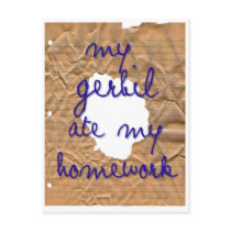My Gerbil Ate My Homework Post Card