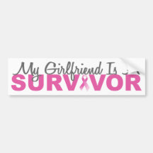 My Girlfriend Is A Survivor (Pink Ribbon) Bumper Sticker