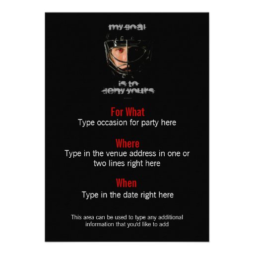 My Goal hockey party Invitation