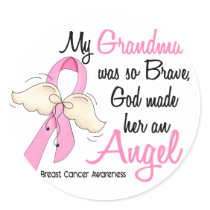 My Grandma Is An Angel 2 Breast Cancer Round Stickers