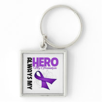 My Grandpa Always My Hero - Purple Ribbon Key Chains