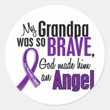 My Grandpa Is An Angel Pancreatic Cancer Round Stickers