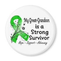 My Great Grandson Strong Survivor Green Ribbon Magnets