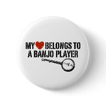 My Heart Banjo Player Pinback Button