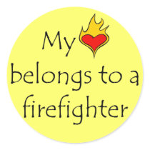 My Heart Belongs To A Firefighter Sticker