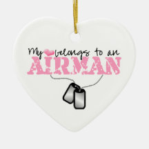 My heart belongs to an Airman Christmas Tree Ornaments
