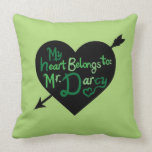 My Heart Belongs to Mr Darcy heart arrow pillow pillows