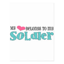 my heart belongs to my soldier postcards