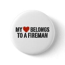 My Heart Fireman Pinback Button