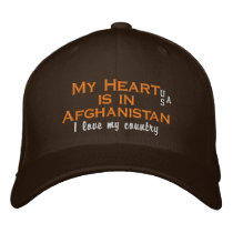 My Heart is in Afghanistan - memorial day Embroidered Hats
