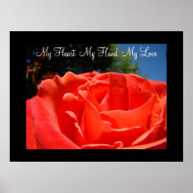 My Heart  My Hand  My Love Red Rose Art Prints