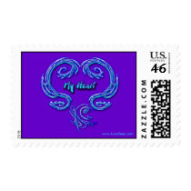 My Heart Postage (purple) stamps