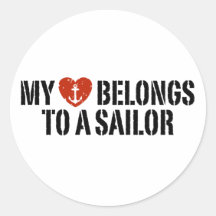 My Heart Sailor Round Sticker
