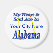 My Heart & Soul Are In Alabama Fridge Magnets