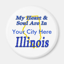 My Heart & Soul Are In Illinois Refrigerator Magnet