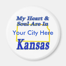 My Heart & Soul Are In Kansas Refrigerator Magnets