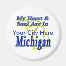 My Heart & Soul Are In Michigan Fridge Magnets